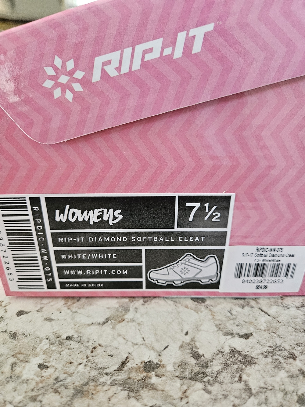 Rip-It White Diamond Softball Cleats - Big Girls 5.5(womens 7.5)